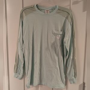 PINK Victoria's Secret Light Blue Long Sleeve Campus Tee